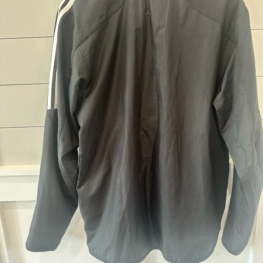 ⚽️ ADIDAS Mens Black 3-Stripe Windbreaker Size‎ Small